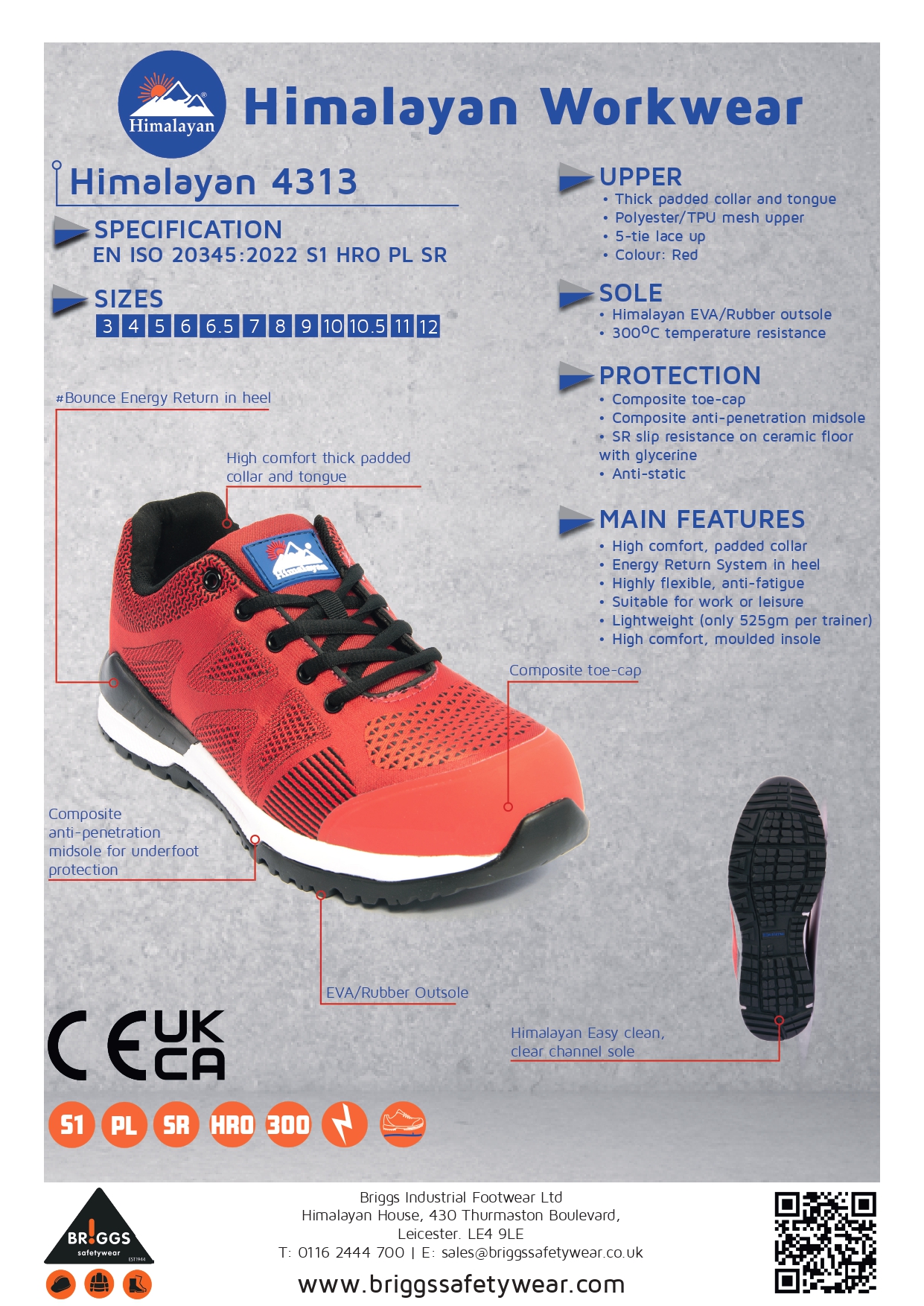 Himalayan 4313 S1/SR Bounce Composite Red Safety Trainer