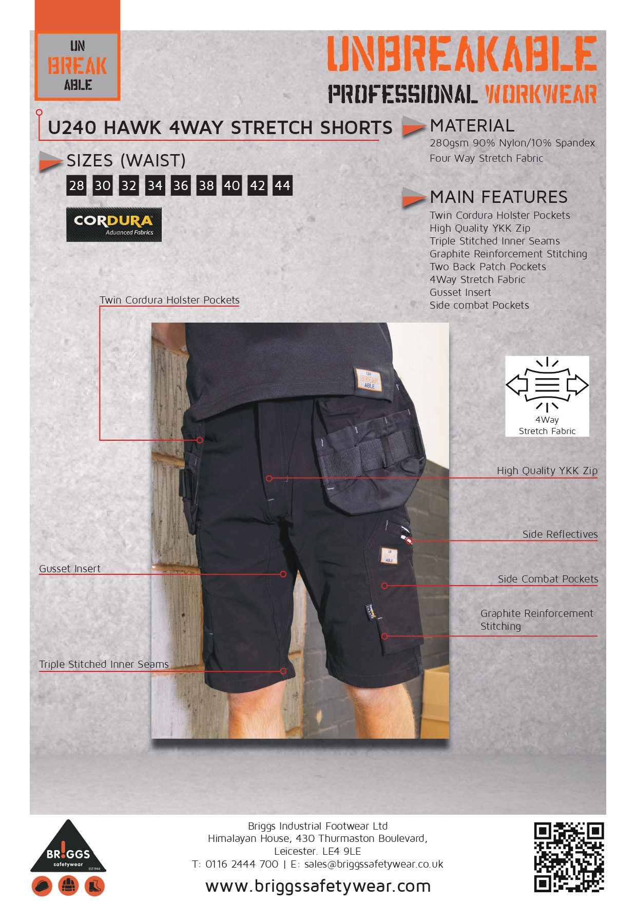 Unbreakable U240 Hawk 4-Way Black Stretch Shorts