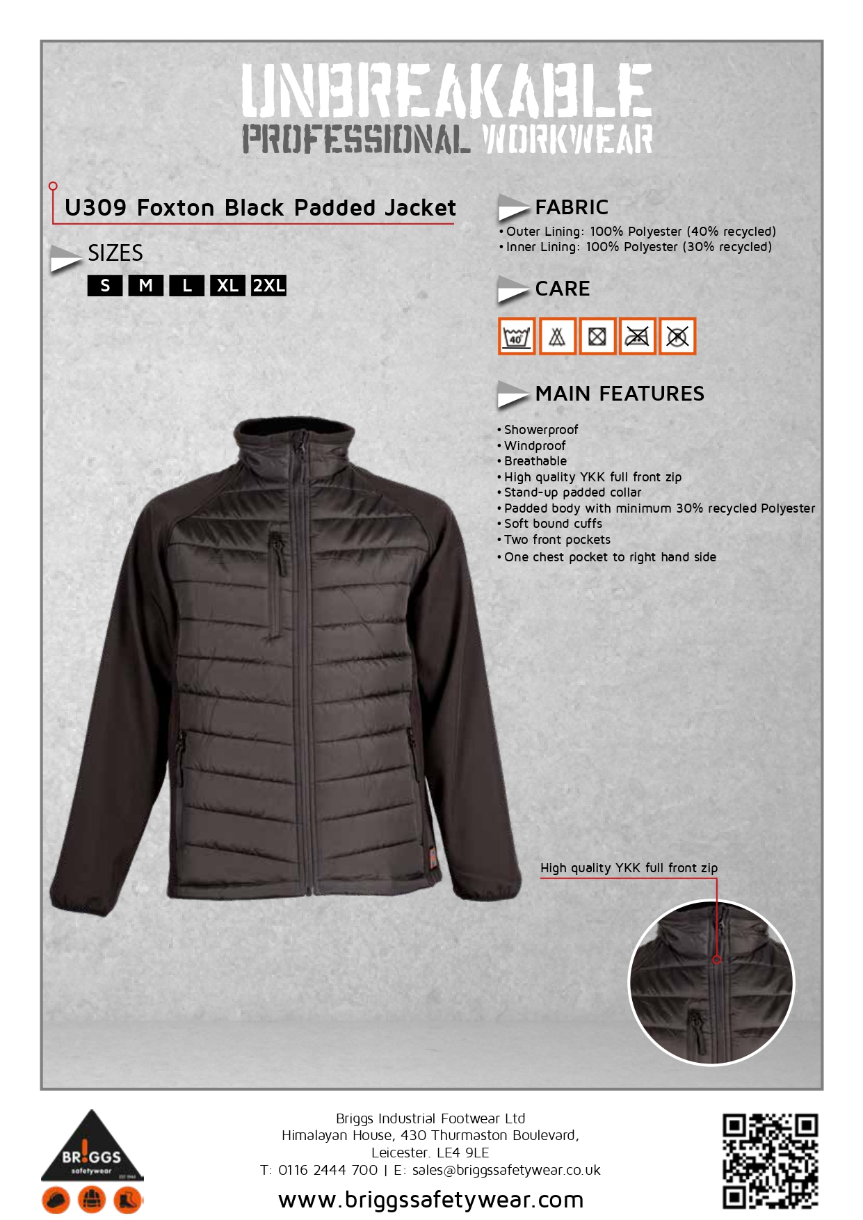 Unbreakable U309 Foxton Black Softshell Padded Jacket