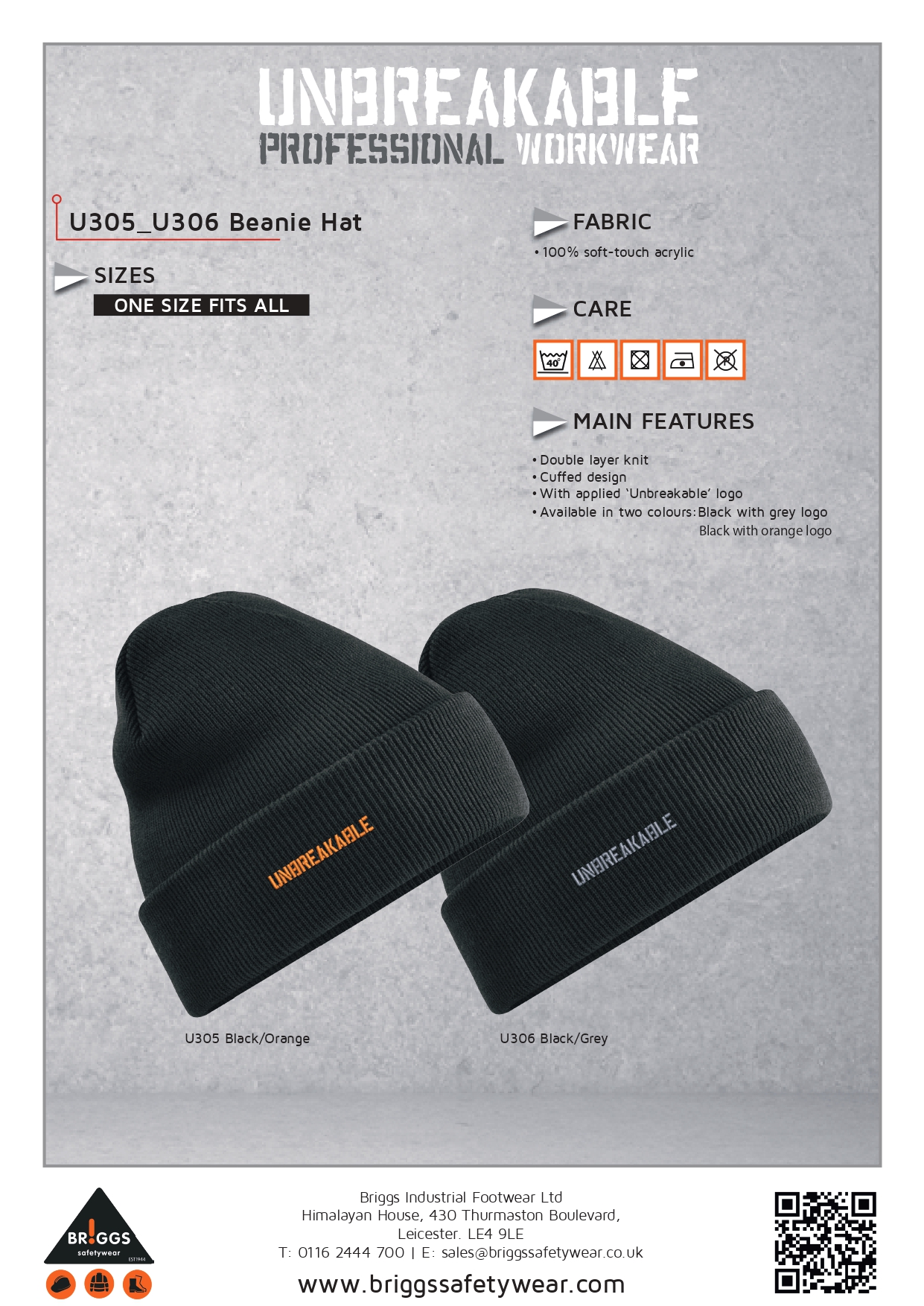 Unbreakable U305 Black/Orange Beanie