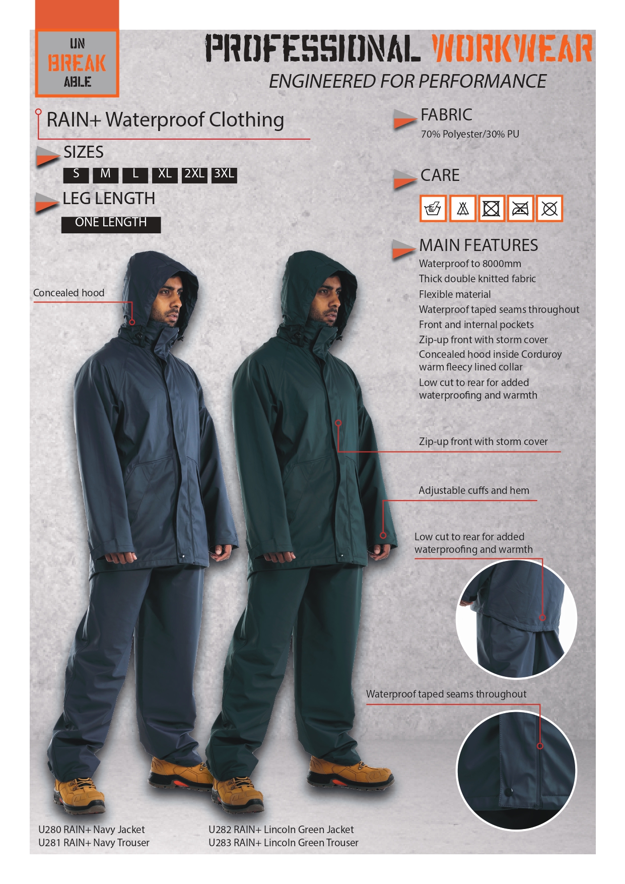 Unbreakable U280 Rain+ Navy Jacket